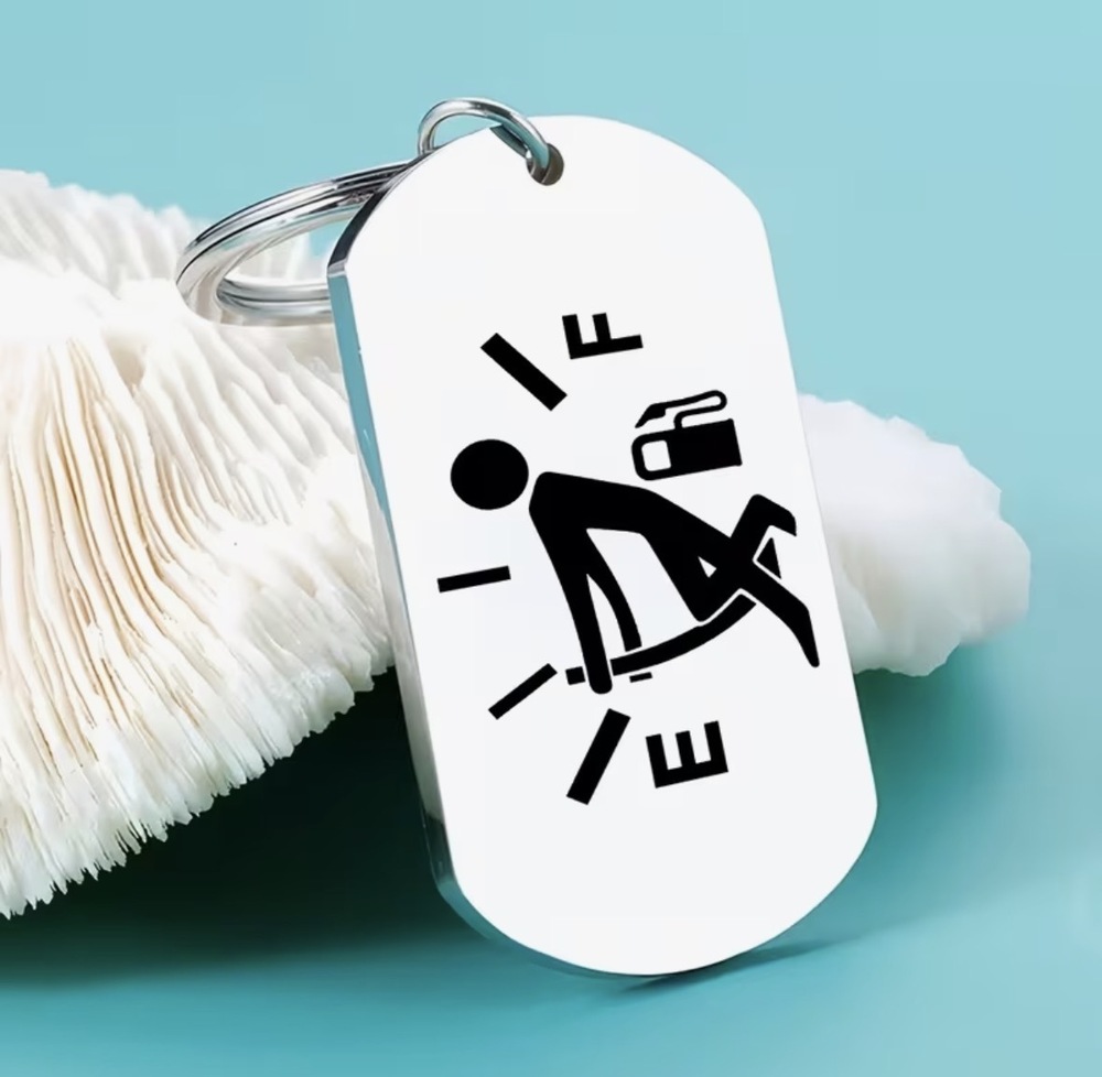 3/$25 Life Happens Stick Figure Gas Tank on E Empty Low Fuel Gauge Keychain NEW